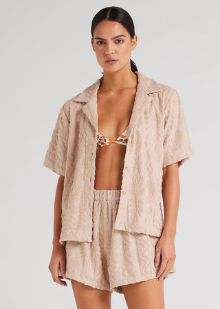 Mai Tai Short Sleeve Shirt - Mushroom - Shirts & Tops - Poolside Paradiso - The Soho Movement