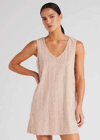 Mai Tai V Tunic Towelling Dress - Mushroom - Dresses - Poolside Paradiso - The Soho Movement