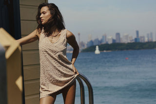 Mai Tai V Tunic Towelling Dress - Mushroom - Dresses - Poolside Paradiso - The Soho Movement