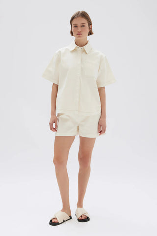 Marlow Boxy Denim Shirt - Ecru - Shirts & Tops - Assembly Label - The Soho Movement