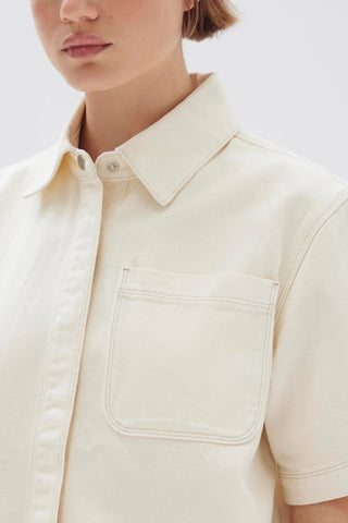 Marlow Boxy Denim Shirt - Ecru - Shirts & Tops - Assembly Label - The Soho Movement
