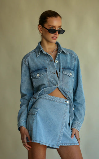 Merci Denim Skirt - Denim Blue - Denim skirt - Araminta James - The Soho Movement