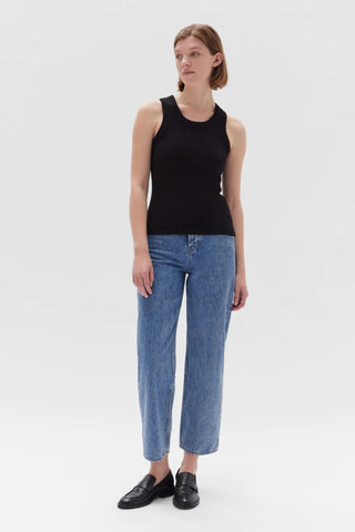 Miana Organic Rib Tank - True Black - Singlet - Assembly Label - The Soho Movement