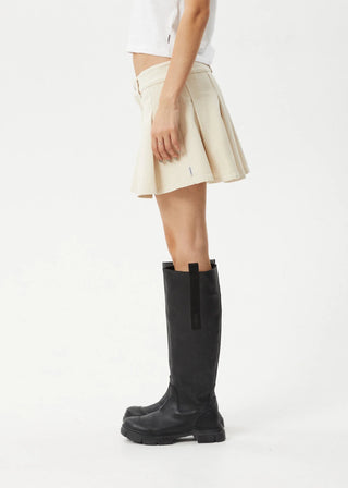 Mika Pleat Mini Skirt - Sand - Denim skirt - Afends - The Soho Movement