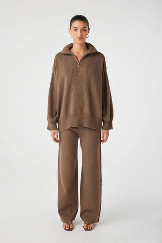Milan Zip Sweater - Cacao - Knitwear - Arcaa Movement - The Soho Movement