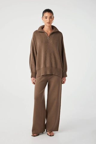 Milan Zip Sweater - Cacao - Knitwear - Arcaa Movement - The Soho Movement