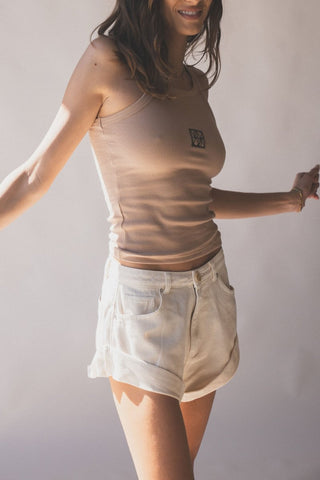 Monogram Tank - Macadamia - Tanks - Araminta James - The Soho Movement