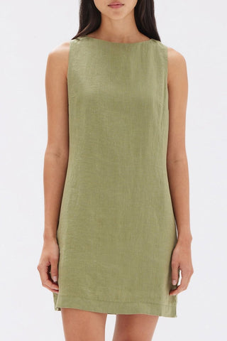 Nadine Linen Mini Dress - Pandan - Dresses - Assembly Label - The Soho Movement