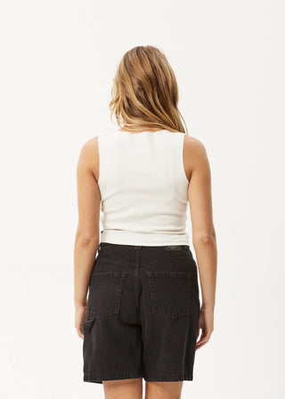 Peony Organic Rib High Neck Tank - White - Tanks - Afends - The Soho Movement