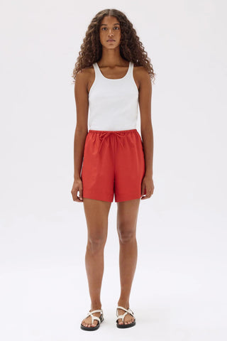Philipa Poplin Shorts - Papaya - Shorts - Assembly Label - The Soho Movement