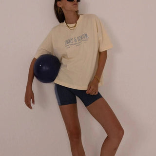 Pinky and Kamal Logo Tee - Cream/Blue - Tshirt - Pinky & Kamal - The Soho Movement