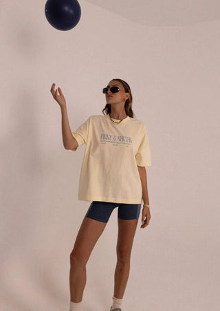 Pinky and Kamal Logo Tee - Cream/Blue - Tshirt - Pinky & Kamal - The Soho Movement