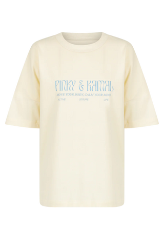Pinky and Kamal Logo Tee - Cream/Blue - Tshirt - Pinky & Kamal - The Soho Movement
