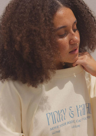 Pinky and Kamal Logo Tee - Cream/Blue - Tshirt - Pinky & Kamal - The Soho Movement
