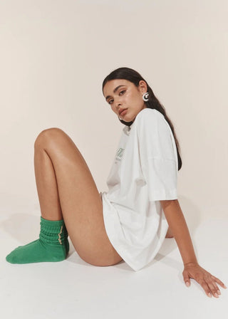 PK Logo Tee - White/Green - Tshirts - Pinky & Kamal - The Soho Movement
