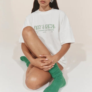 PK Logo Tee - White/Green - Tshirts - Pinky & Kamal - The Soho Movement