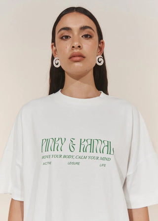PK Logo Tee - White/Green - Tshirts - Pinky & Kamal - The Soho Movement