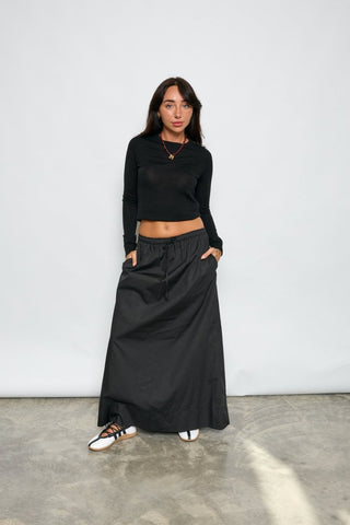 Poplin Cotton Maxi skirt - Black - Skirts - The Soho Movement - The Soho Movement
