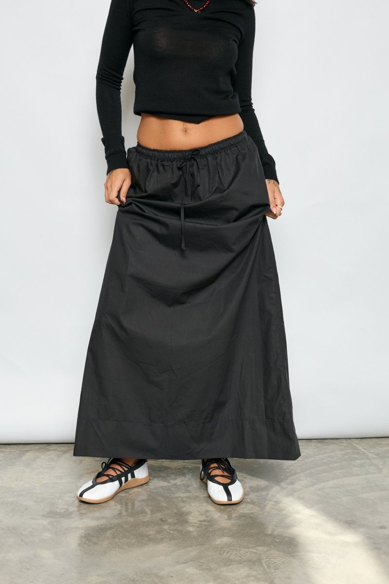 Poplin Cotton Maxi skirt Black Skirts The Soho Movement