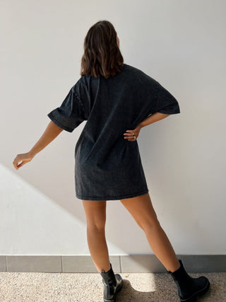 Poppy Oversized Tee Dress - Faded Black - The Soho Movement - The Soho Movement