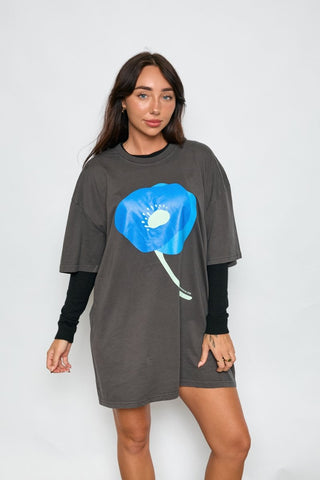 Poppy Oversized Tee Dress - Faded Black - The Soho Movement - The Soho Movement