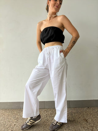 Poppy Poplin Pant - White - Pants - The Soho Movement - The Soho Movement