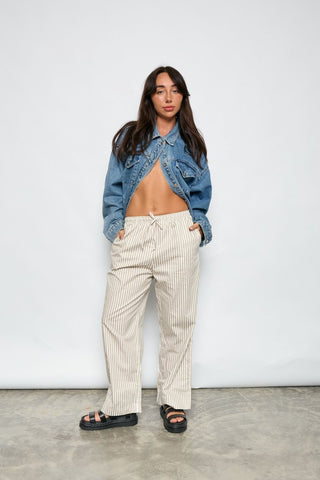 Poppy Stripe Pant - Sage/White - Pants - The Soho Movement - The Soho Movement