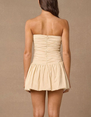 Radiance Mini Dress - Wheat Stripe - Dresses - MON RENN - The Soho Movement