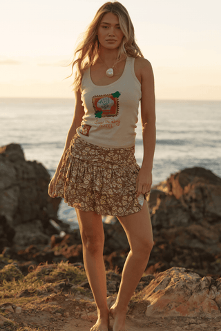 Seas The Day Ra Ra Skirt - Brown