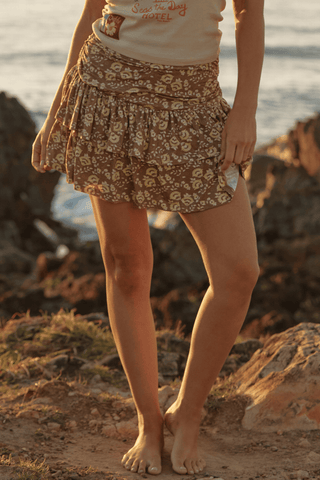 Seas The Day Ra Ra Skirt - Brown