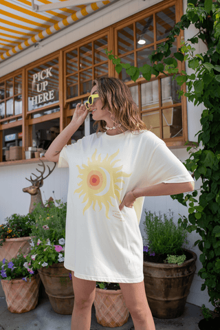 Rising Sun Oversized Tee Dress - Sorbet - The Soho Movement - The Soho Movement