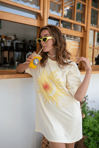 Rising Sun Oversized Tee Dress - Sorbet - The Soho Movement - The Soho Movement