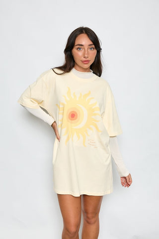 Rising Sun Oversized Tee Dress - Sorbet - The Soho Movement - The Soho Movement