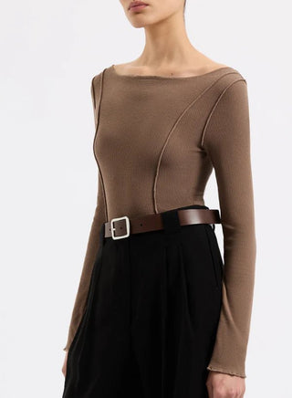 Romee Long Sleeve Top - Chestnut - Long sleeve tops - Nude Lucy - The Soho Movement