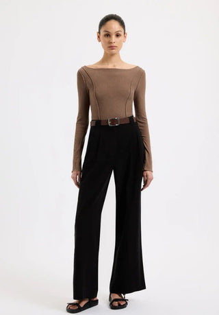 Romee Long Sleeve Top - Chestnut - Long sleeve tops - Nude Lucy - The Soho Movement