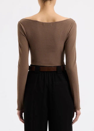 Romee Long Sleeve Top - Chestnut - Long sleeve tops - Nude Lucy - The Soho Movement