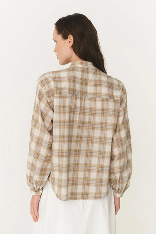 Cora Long Sleeve Blouse - Fawn Plaid