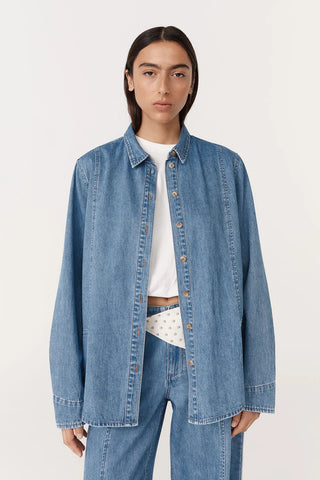 Dante Denim Long Sleeve Shirt - Blue Denim