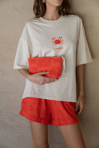 Seaside Terry Beach Clutch - Lobster Red - Bag - Araminta James - The Soho Movement