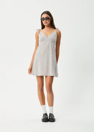 Seersucker Mini Dress - Taupe Check - Dresses - Afends - The Soho Movement