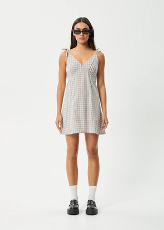 Seersucker Mini Dress - Taupe Check - Dresses - Afends - The Soho Movement