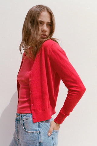 Semra Cotton Cashmere Cardigan - Goji - Knitwear - Assembly Label - The Soho Movement