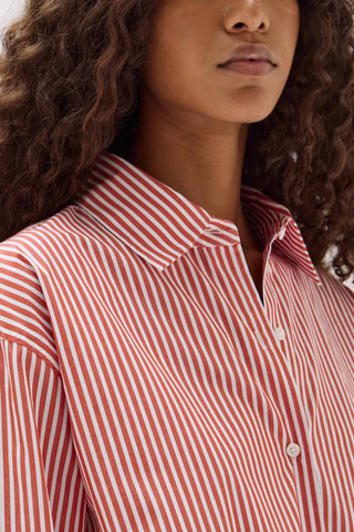 Signature Poplin Shirt - Papaya/White - Shirts & Tops - Assembly Label - The Soho Movement