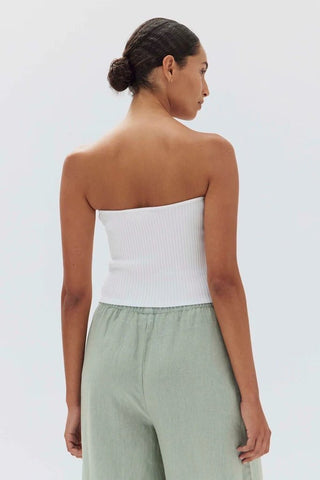 Skara Strapless Rib Top - White - Tops - Assembly Label - The Soho Movement