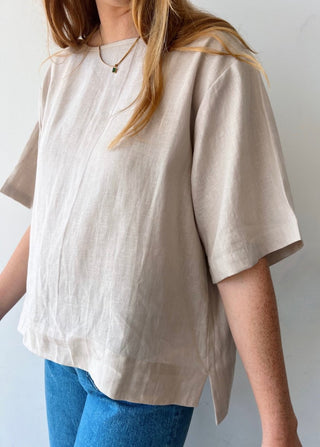 Staple Linen Tee - Natural - Shirts & Tops - The Soho Movement - The Soho Movement