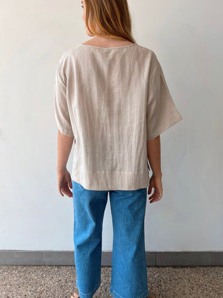 Staple Linen Tee - Natural - Shirts & Tops - The Soho Movement - The Soho Movement