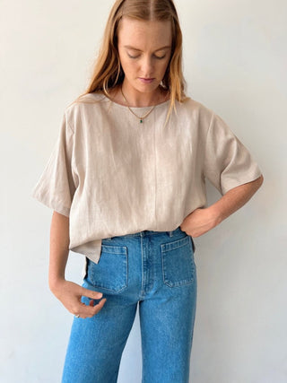 Staple Linen Tee - Natural - Shirts & Tops - The Soho Movement - The Soho Movement