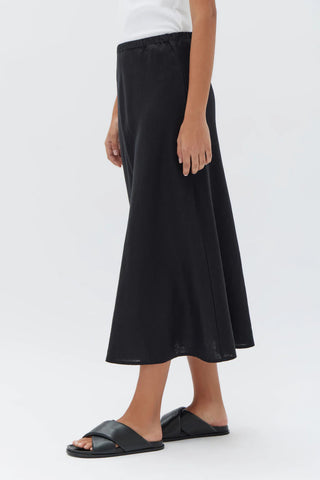 Stella Linen Bias Skirt - Black - Skirts - Assembly Label - The Soho Movement