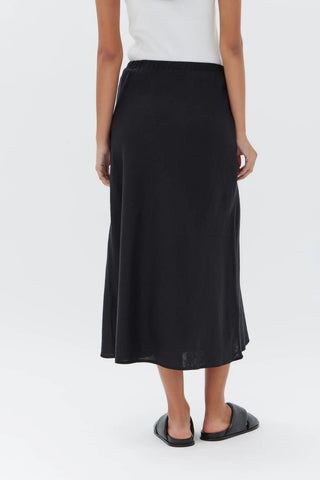 Stella Linen Bias Skirt - Black - Skirts - Assembly Label - The Soho Movement