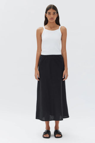 Stella Linen Bias Skirt - Black - Skirts - Assembly Label - The Soho Movement